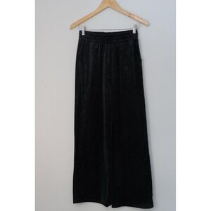 Sweatpants Womens Medium Black Velour Wide Leg Geometric Lounge Pants Casual